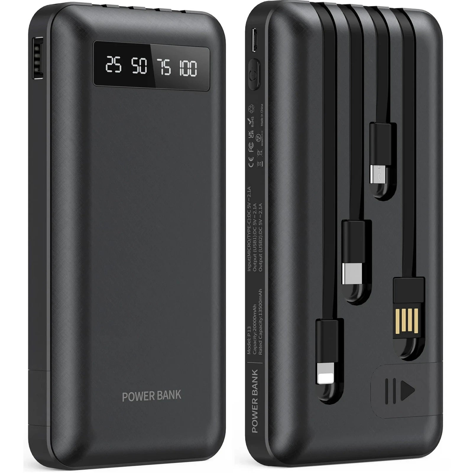 Power Bank Portatile 20.000 mAh – Ricarica Rapida 15W, Compatibile con Smartphone, Tablet, Smartwatch e Altri Dispositivi USB