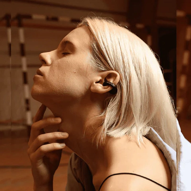 Auricolari Bluetooth 5.3 senza fili e con clip per orecchio impermeabile mini sport corsa anti-rumore qualità HIFI lunga durata della batteria