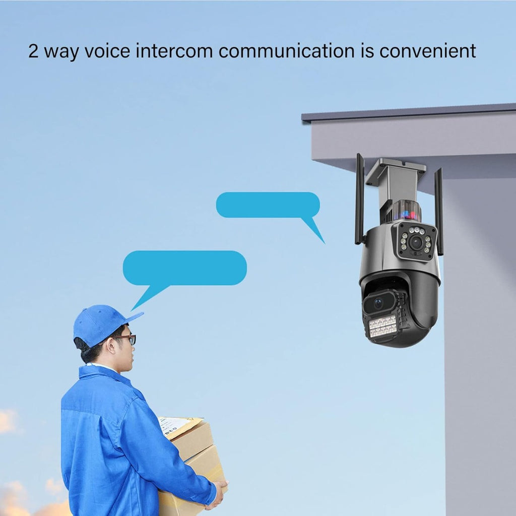 Telecamera di Sicurezza Wireless Esterna 8MP PTZ con Visione Notturna a Colori e Audio Bidirezionale