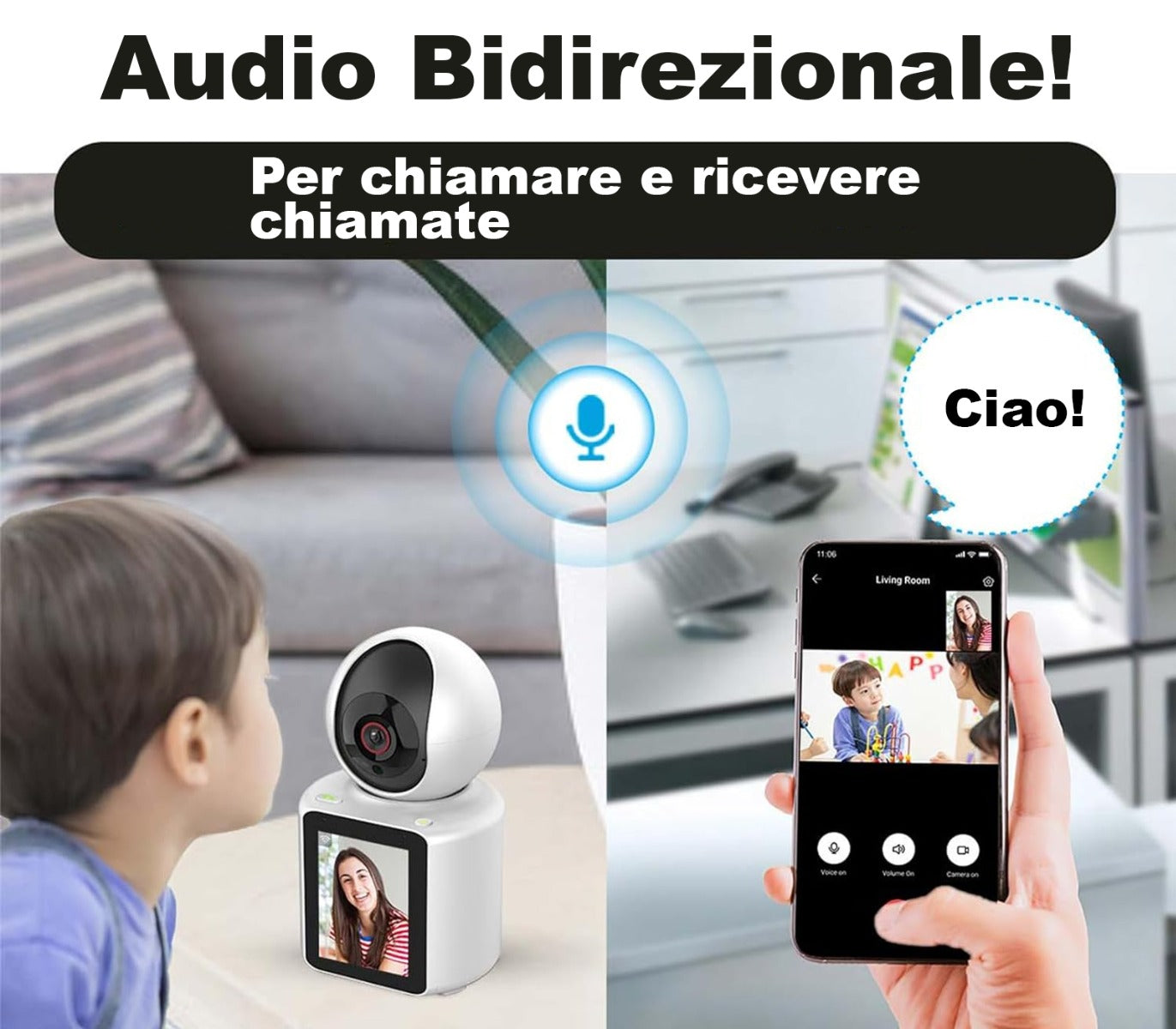 Telecamera ip videochiamata videosorveglianza ir hd interna
