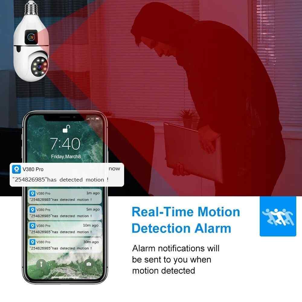 Telecamera Lampadina E27 WiFi 4MP Dual Lens YOOSEE PTZ Sicurezza Visione Notturna
