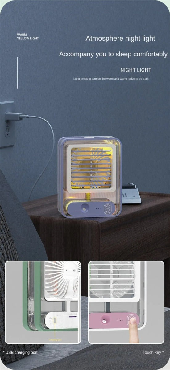 Ventilatore portatile per condizionatore d'aria funzioni di luce notturna funzione di temporizzazione umidificatore dispositivo di raffreddamento dell'aria