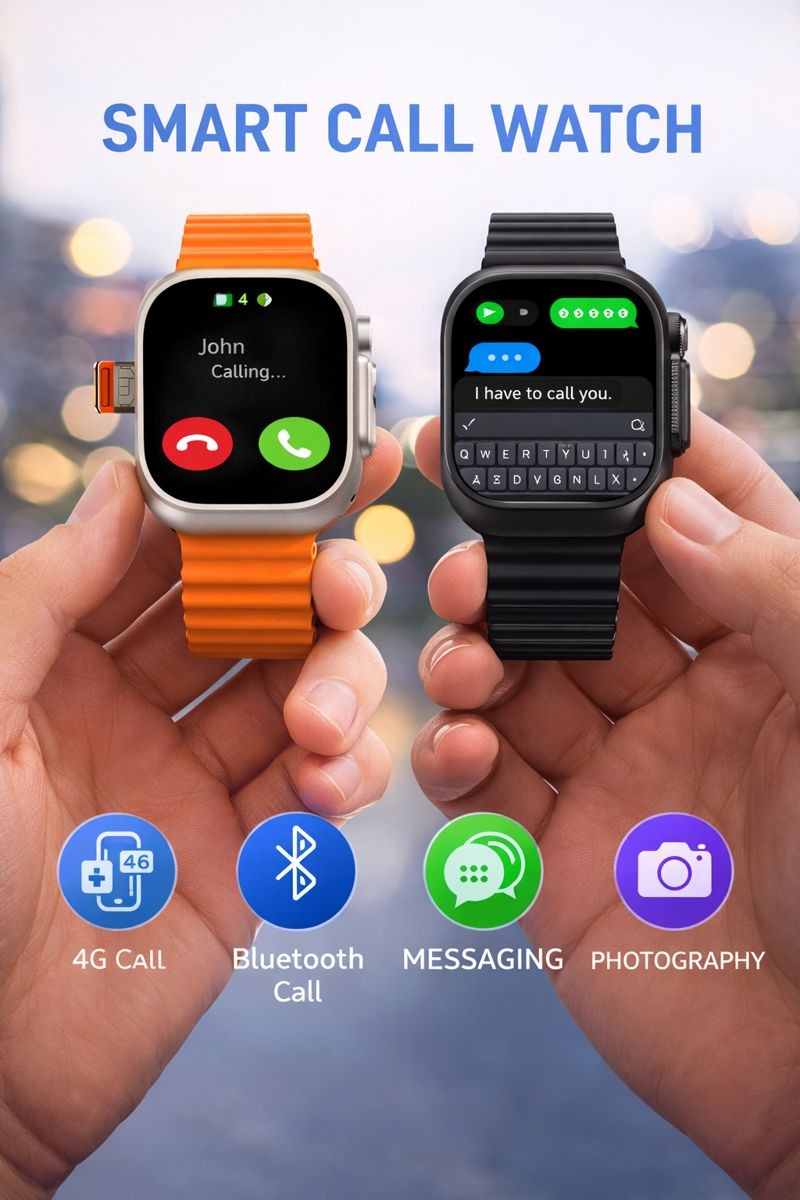 Smart Watch 4G Ultra Sim 4G con Slot SIM, Chiamate Autonome, Fotocamera, Fitness Tracker e Display Touch