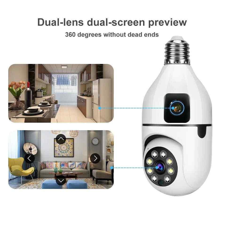 Telecamera Lampadina E27 WiFi 4MP Dual Lens YOOSEE PTZ Sicurezza Visione Notturna